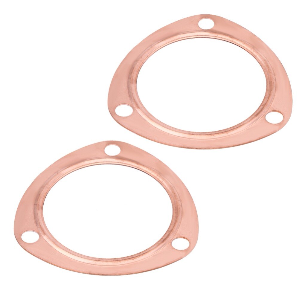 2pcs 3inch Copper Header Exhaust Collector Gaskets Reusable for SBC BBC 302 350 454 383 Fits all 3inch collector with Triangle