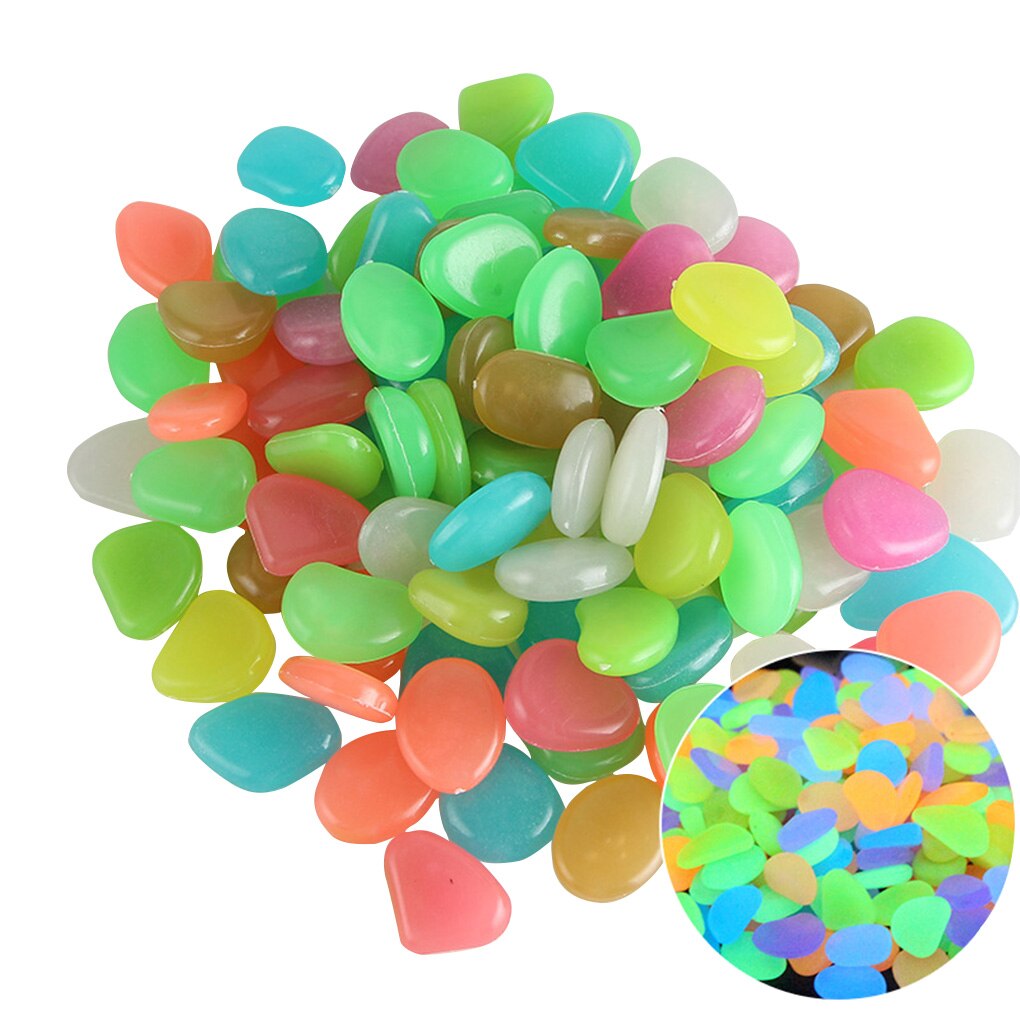 50pcs Resin Luminous Stones Glow in the Dark Garden Pebbles Glow Stones Rocks for Walkways Garden Path Decor Luminous Stones: Mix