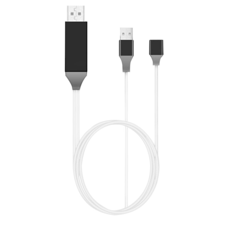 Usb-c-anschlusskabel für apple- und android-mobiltelefone mit hdmi-projektionsanschluss, dual-use-usb-buchse mit bildschirmanschluss – weiß: Default Title