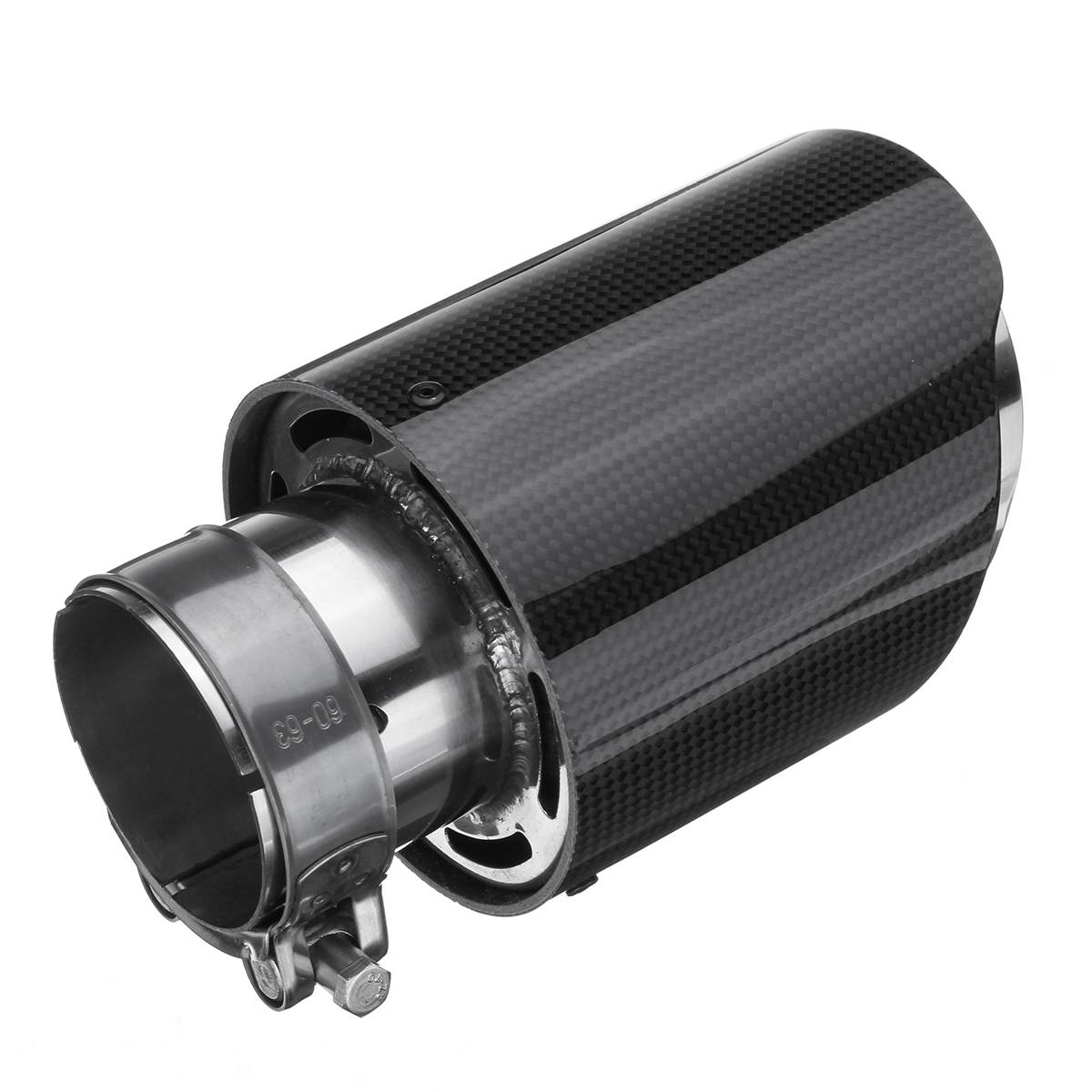 63-101Mm Auto Uitlaat Uitlaatpijpen Glossy Carbon Uitlaat Tip Tail End Universele Rvs Rechte In 63mm Out 101Mm Heldere: 1 pcs