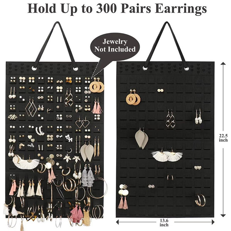 Bolsa de joyería montada en la pared, exhibición de joyería, pendientes de fieltro, bolsa de almacenamiento, collar, anillo, organizador y embalaje de joyería