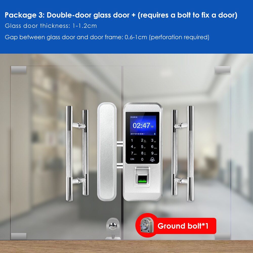 Fingerprint electronic door lock Office single/double door password lock fingerprint touch lock access control system: Dazzling silver3