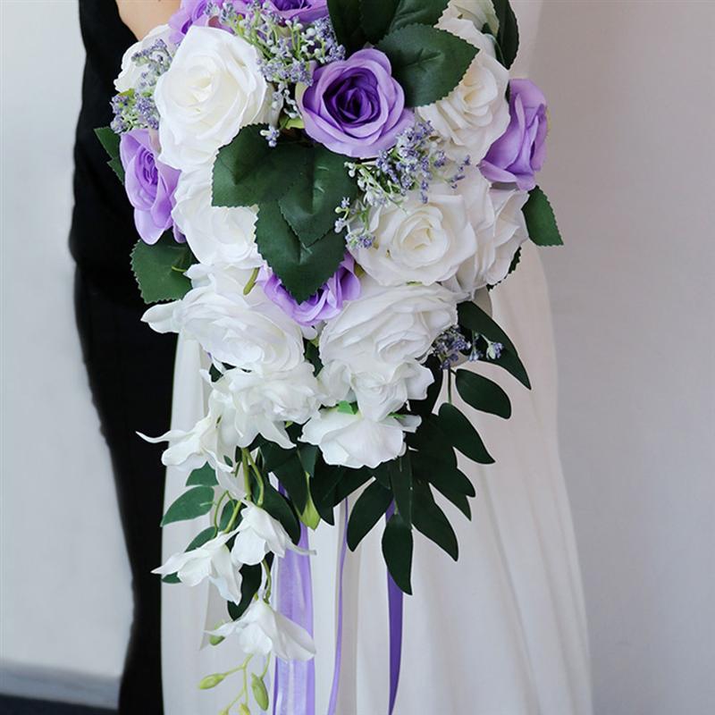 Bryllupsbukett silke brudepikebukett brudebukett kunstige blomster til bryllupsfest: Stil 15