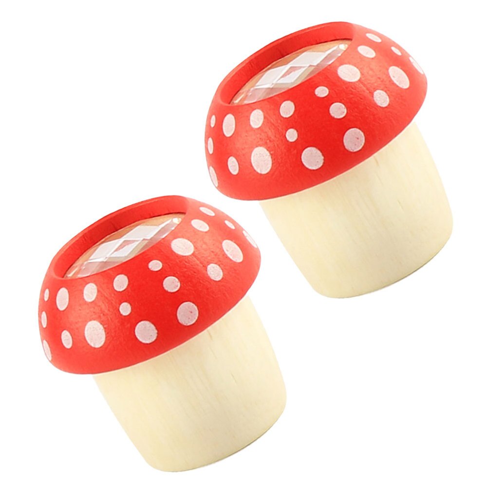 2PCS Kaleidoscopes Wooden Mushroom Polygon Smooth Polished Kaleidoscope Educational Prop (Red): Red