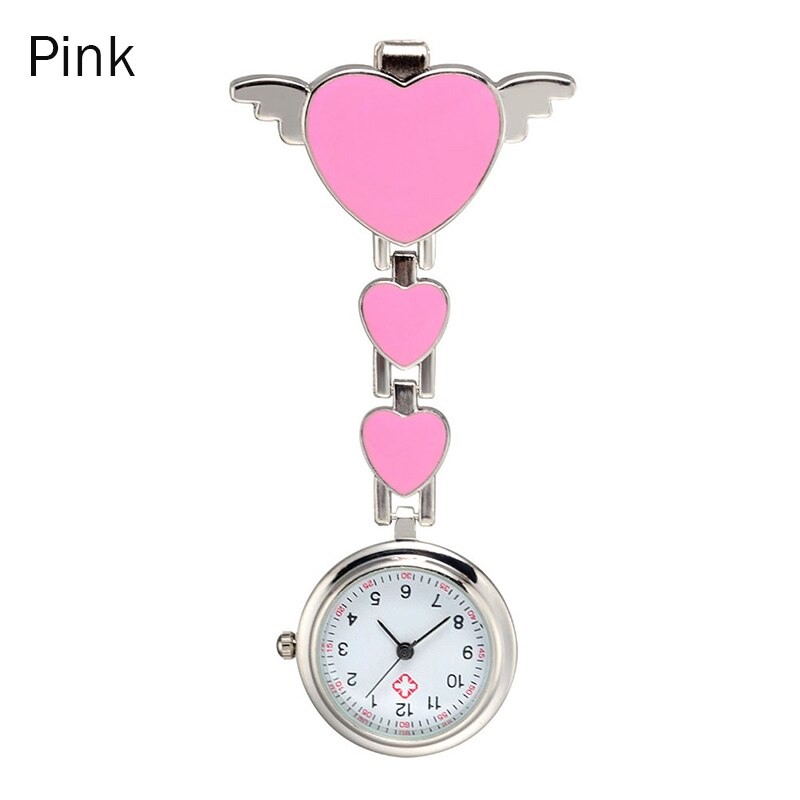 Relojes diales de bolsillo para enfermera, broche redondo de cuarzo con banda de Ángel, relojes colgantes para Doctor TT @ 88: Rosa