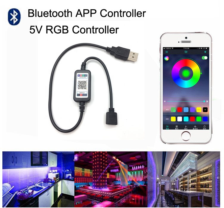 Dc 5V Rgb Led Controller App Bluetooth Rgb Muziek Controller Voor Led Strip Licht 5050 3528 4Pin Mini Rgb controller Dc 5V-24V