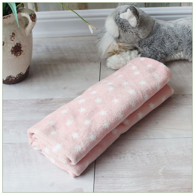 Zachte Huisdier Deken Warm Hond Kat Mat Fleece Pet Puppy Deken Handdoek Kleine Medium Grote Honden Katten Slapen Sofa Cover dierbenodigdheden: Pink strars / 70x50cm