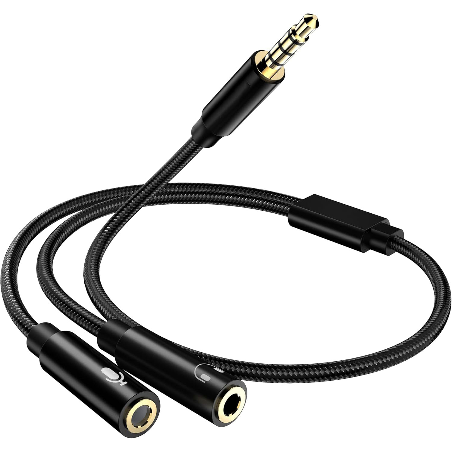 Headset-Adapter, Kopfhörer-Mikrofon und Lautsprecher, Y-Splitter-Kabel, 3,5-mm-Audio-Stecker auf 2 Buchsen, für Kopfhörer-Verlängerung, mobiles Audio