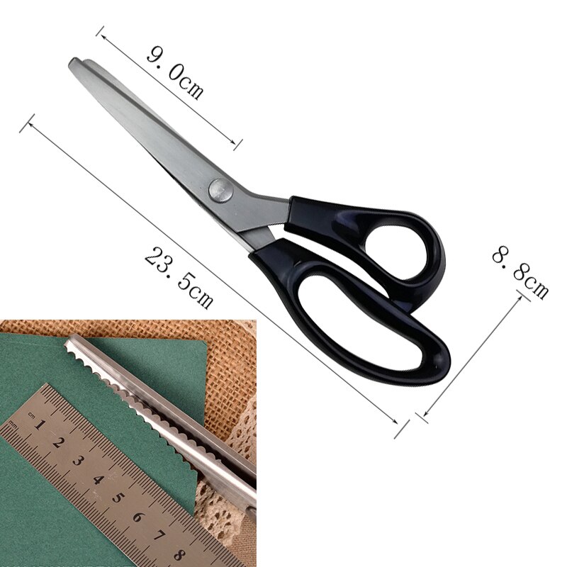 23.5cm Zig Zag Sewing Cut Dressmaking Tailor Shear Pinking Scissor Leather Craft Fabric Upholstery Tool Textile: Silver
