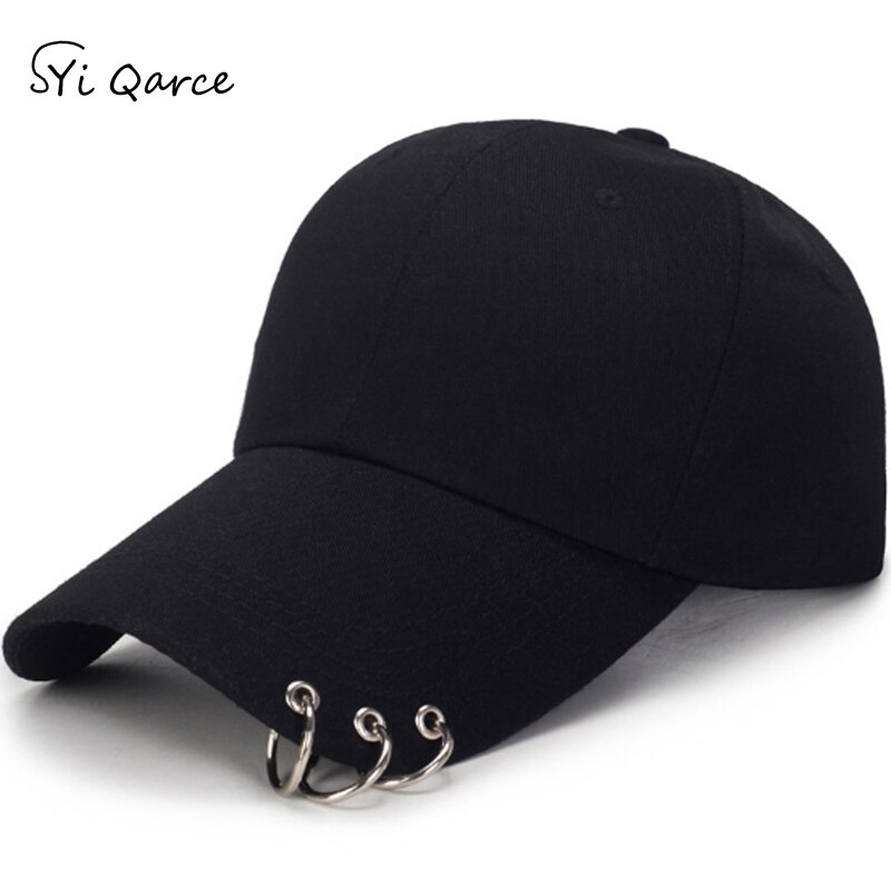 Sports Hat Adjustable Baseball Hat with ring Outdoor Sports Sun Cap for Women Men Snapback Hat NM434: Black
