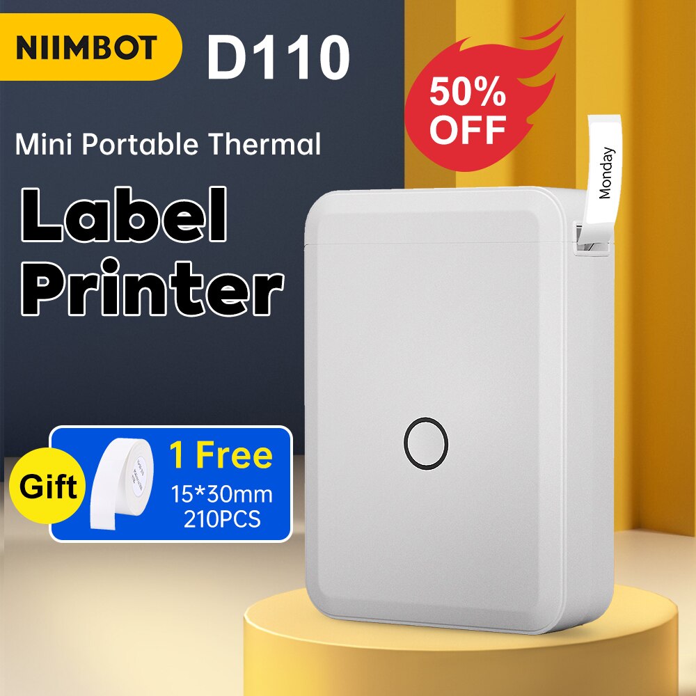 D110 Mini Draagbare Thermische Label Printer Papier Roll Hangul Bluetooth Label Printer Sticker Pocket Barcode Printer