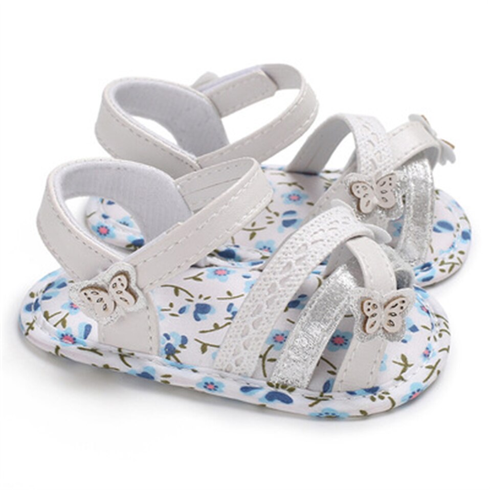 Sandali per bambina scarpe estive con stampa floreale scarpe per neonati per bambini scarpe per presepe morbidi primi camminatori mocassini per bambini