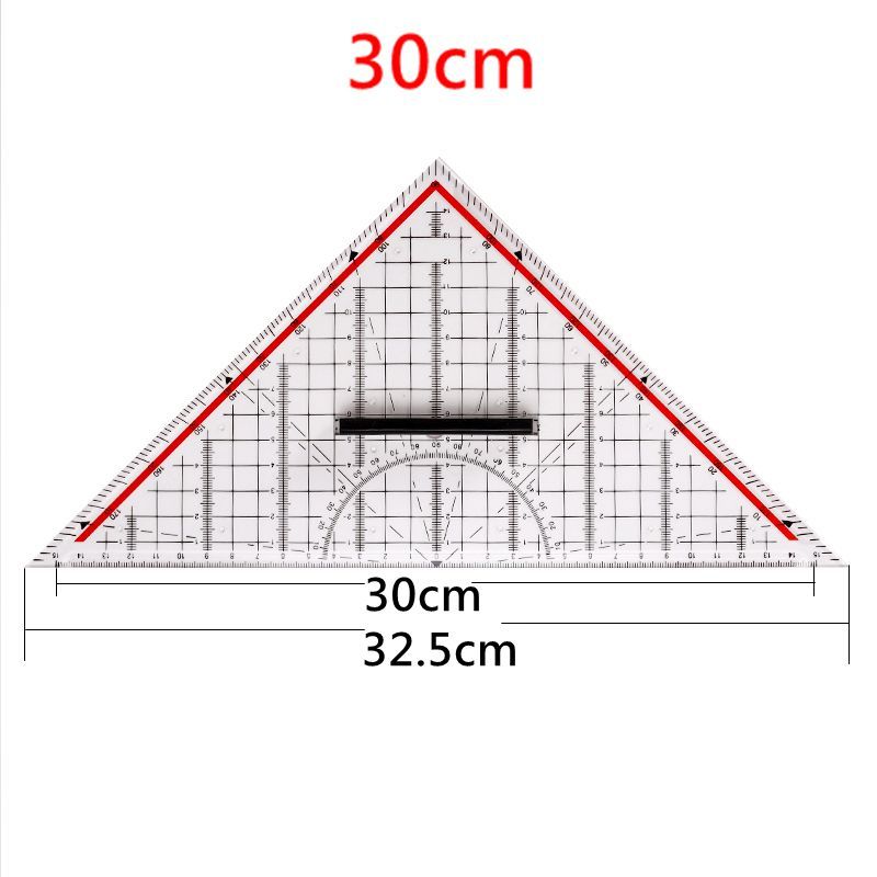 20CM/30CM Drawing Triangle Ruler Protractor Measurement Ruler With Handle Multi-function Plastic Drawing Ruler Stationery: 30CM