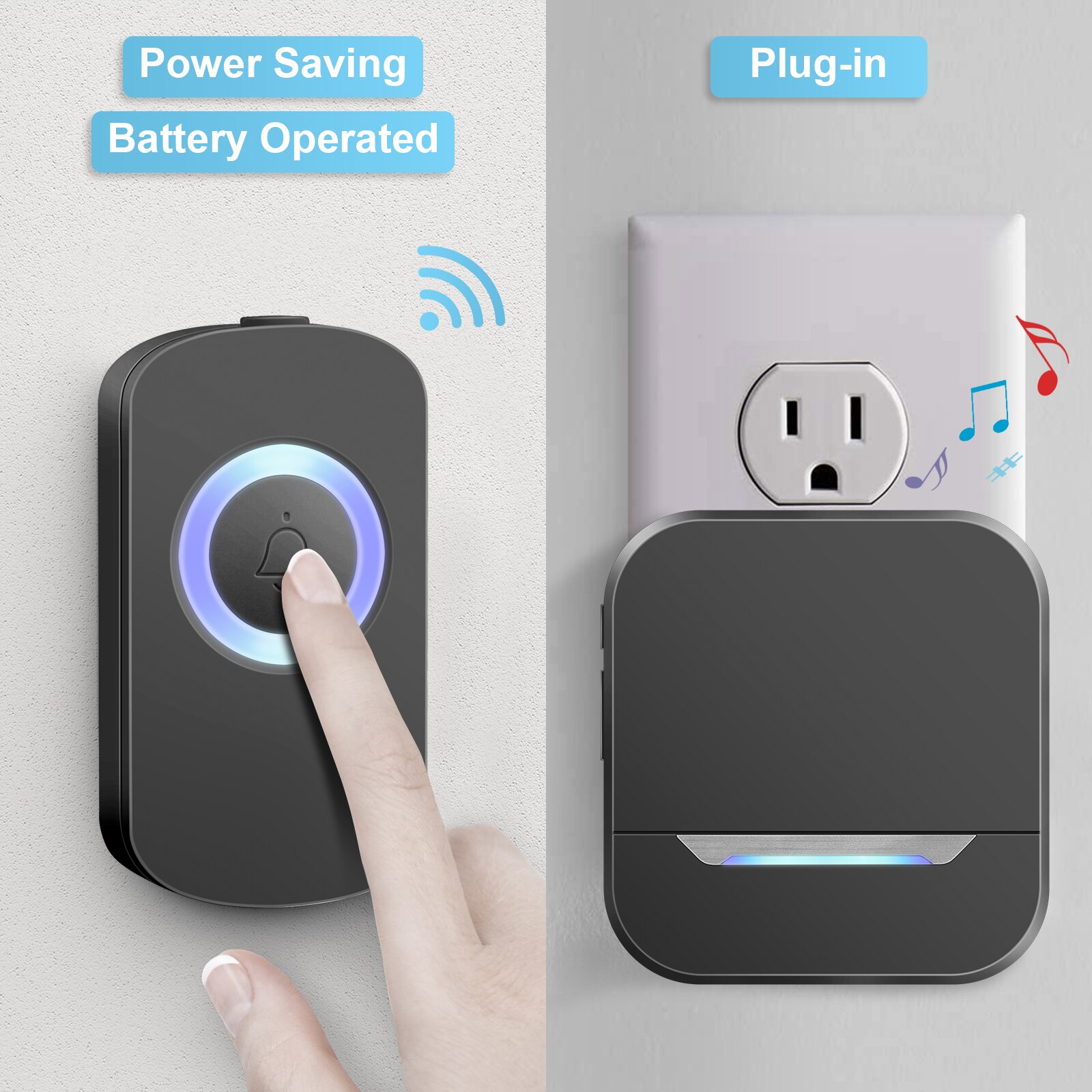 Wireless Door Ring Waterproof Electronic Doorbell Chime For Home Office Security Door Bell For 300m Range Door Phone Apartment