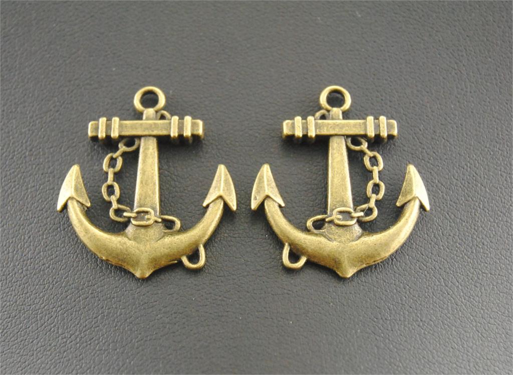 Breloques en forme d'ancre épaisse, faites à la main, pendentifs pour bijoux, 3 couleurs, 10 pièces/lot, A26/A30/A747