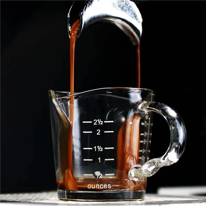 Heat-resistant Clear Glass Measuring Cup With Scale Jigger for Espresso Coffee Double-mouthed Ounce Cup Small Milk Cup