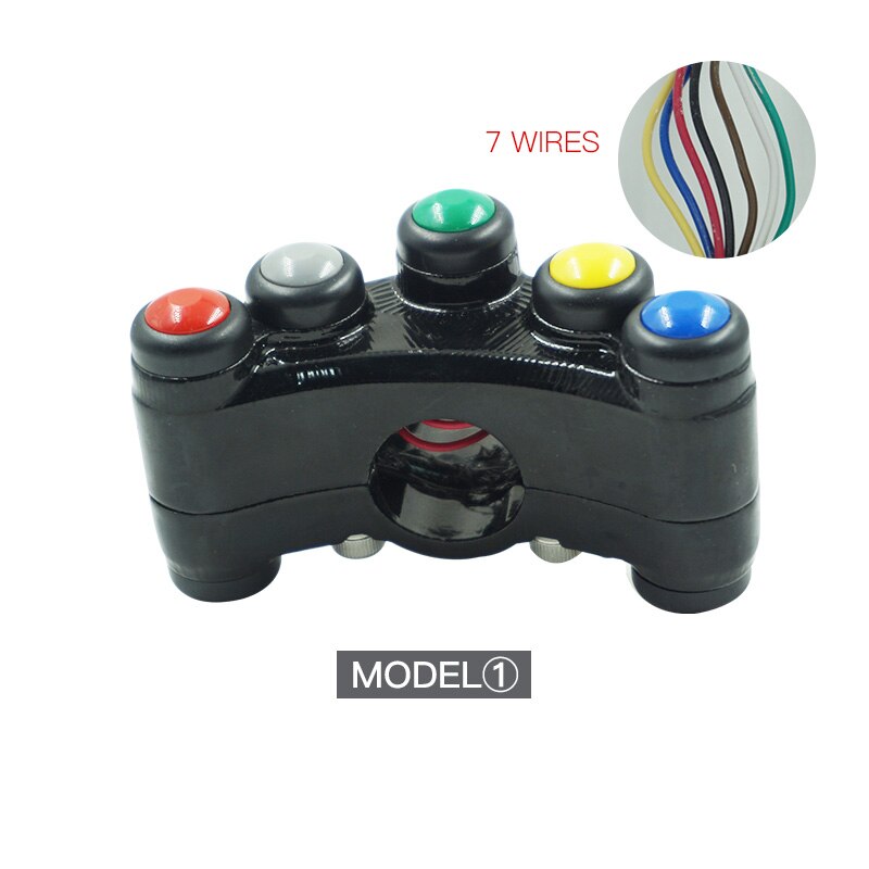 Aluminum 7/8&quot; 22mm Motorcycle Switches Handlebar Mount Headlight Turn Signal Fog Light Horn ON OFF Start Kill Switch 7 functions: 7 Wires