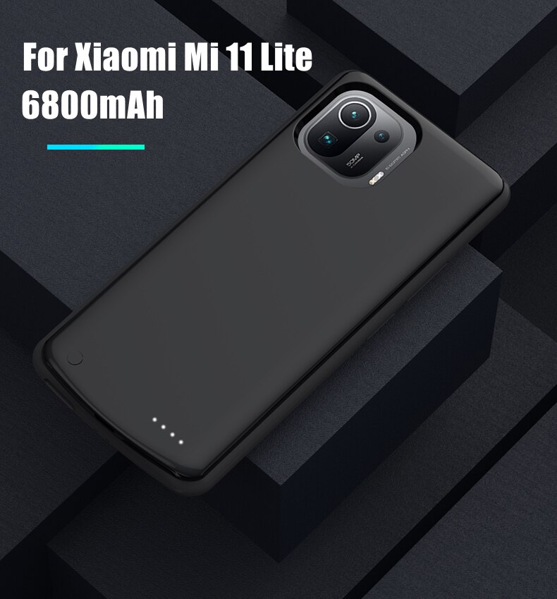 Fundas para cargador de batería para Xiaomi Mi 11 Ultra, funda para cargador de batería de 6800mAh, funda para Xiaomi 11 Lite 11 Pro: Mi 11 Lite Black