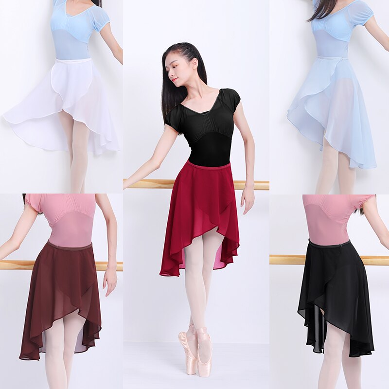 Kvinder ballet nederdele piger chiffon ballet kjole tyl nederdel sort polyester dans kostumer voksen træning kjole