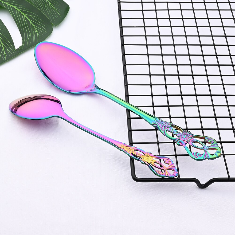 5Pcs Luxury Silver Western Dinnerware Set Stainless Steel Flatware Cutlery Set Home Fork Knife Spoon Tableware Silverware Set