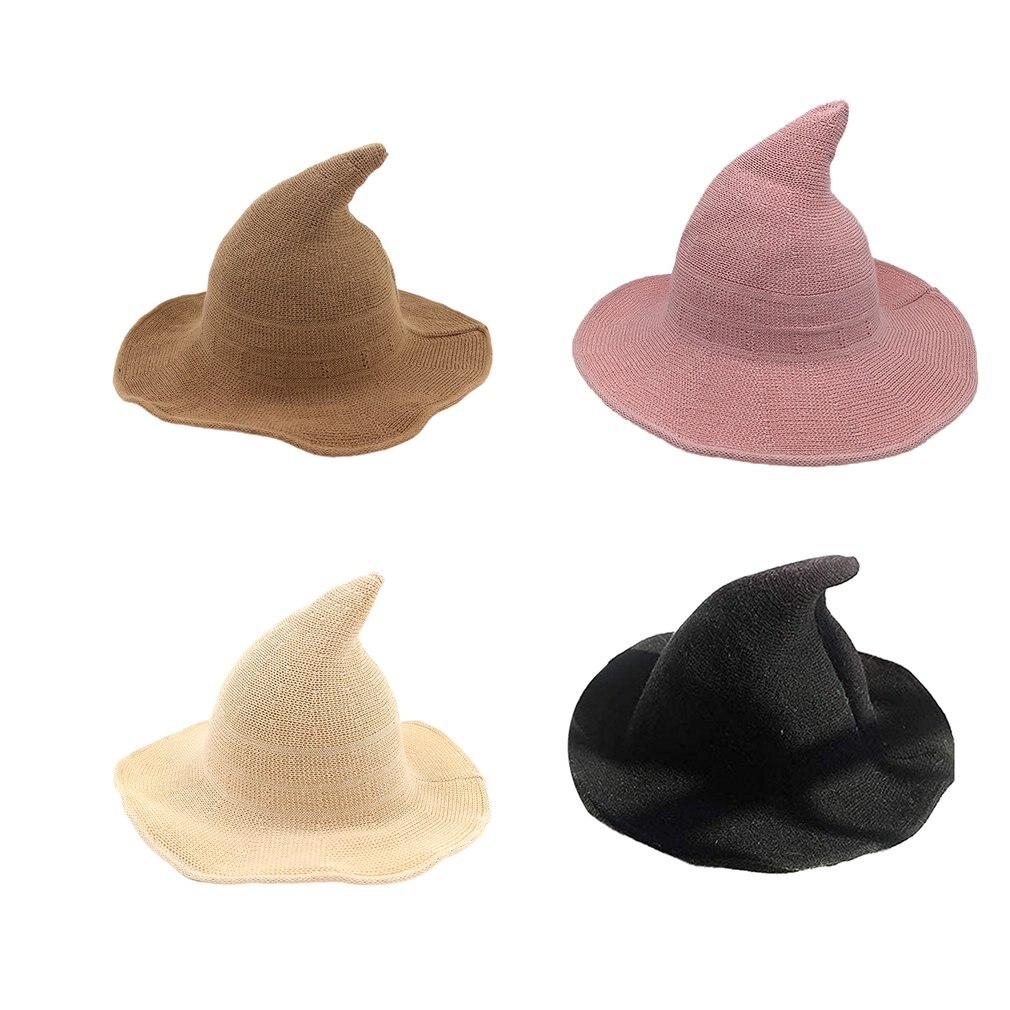 Modern halloween ull häxahatt för kvinnor vikbar bredbredd solboll hatt mössa andningsbar bomulls solhatt