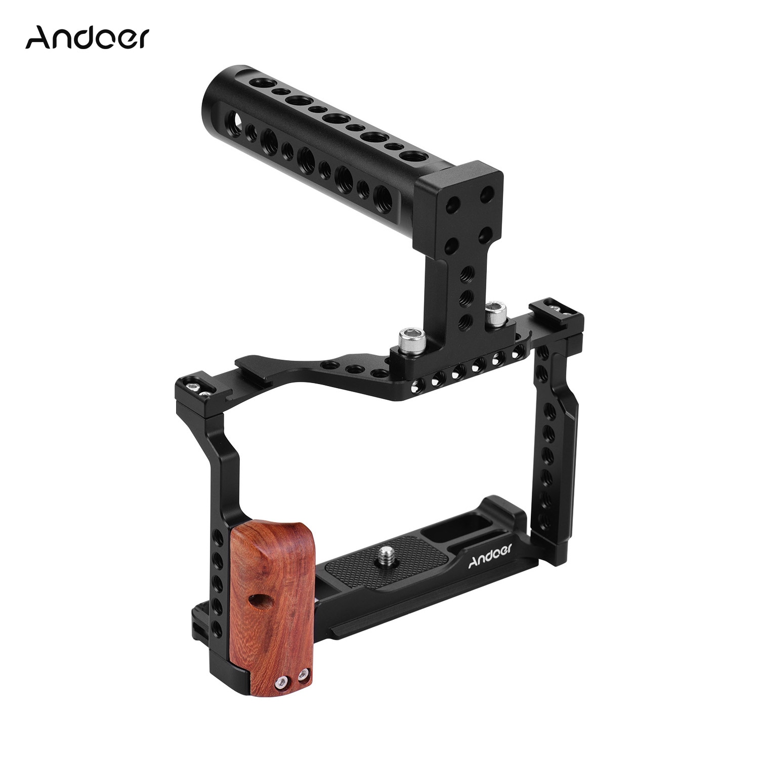 Andoer Video Camera Cage + Top Handvat Kit Aluminium Met Dual Cold Shoe Mount Compatibel Met Fujifilm X-T3/x-T2