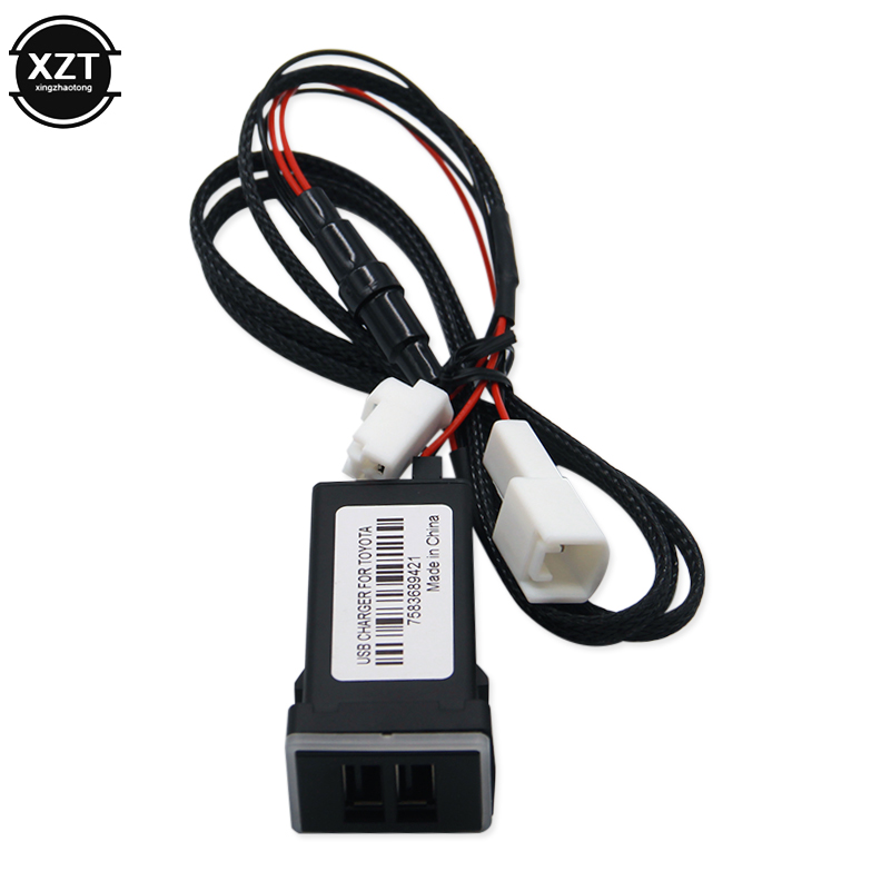 QC3.0 Car Charger Dual USB Ports Phone Quick Charge PDA DVR Adapter Plug & Play Cable For Toyota series Cars