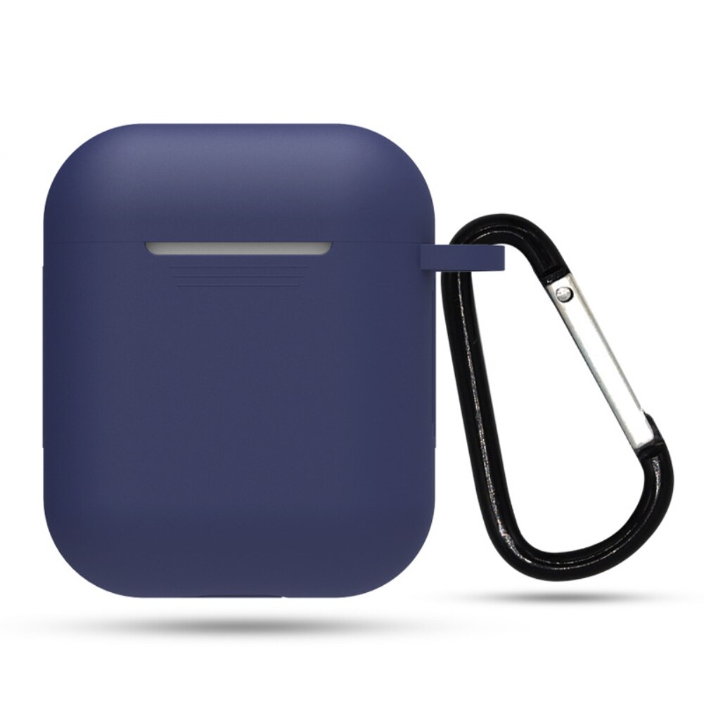 Con colgante hebilla de prueba auricular Anti-huella digital para los Airpods de silicona Bluetooth Headphone Set Anti-Otoño cinturón gancho caso: dark blue