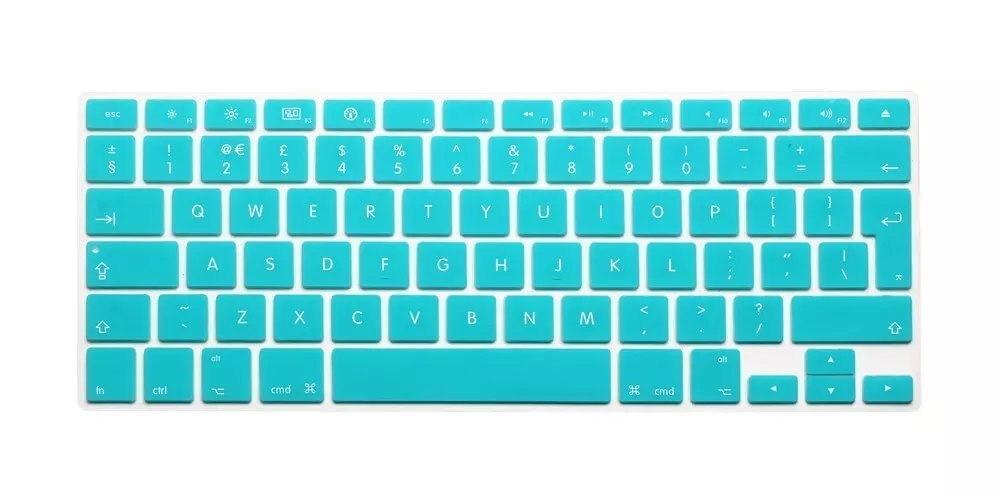 Eu/dk engelsk tastatur farve engelsk bogstavtastatur cover hudbeskytter til apple macbook air pro retina 13 15 17 til mac air: Himmelblå