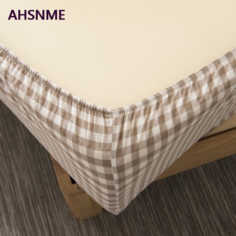 AHSNME-sábanas de algodón para ropa de cama súper suave, Sábana bajera Simple de rejilla de café fresca de verano, 90x20 0/120x20 0/180x200cm