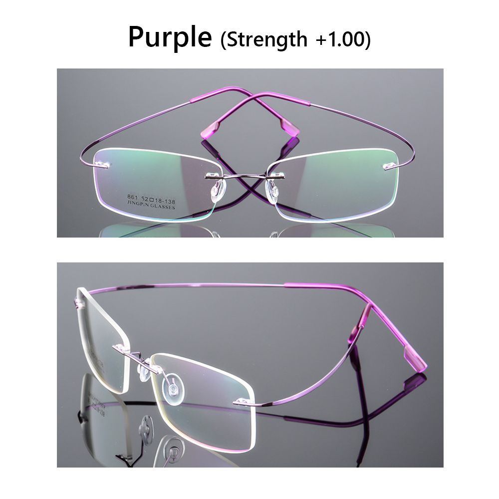2023 ultraleichte Erinnerung Titan randlose Lesebrille Männer Frauen presbyopische Brille hoch auflösende Brille 1,0 bis 3,5: Kakifarbig / +100