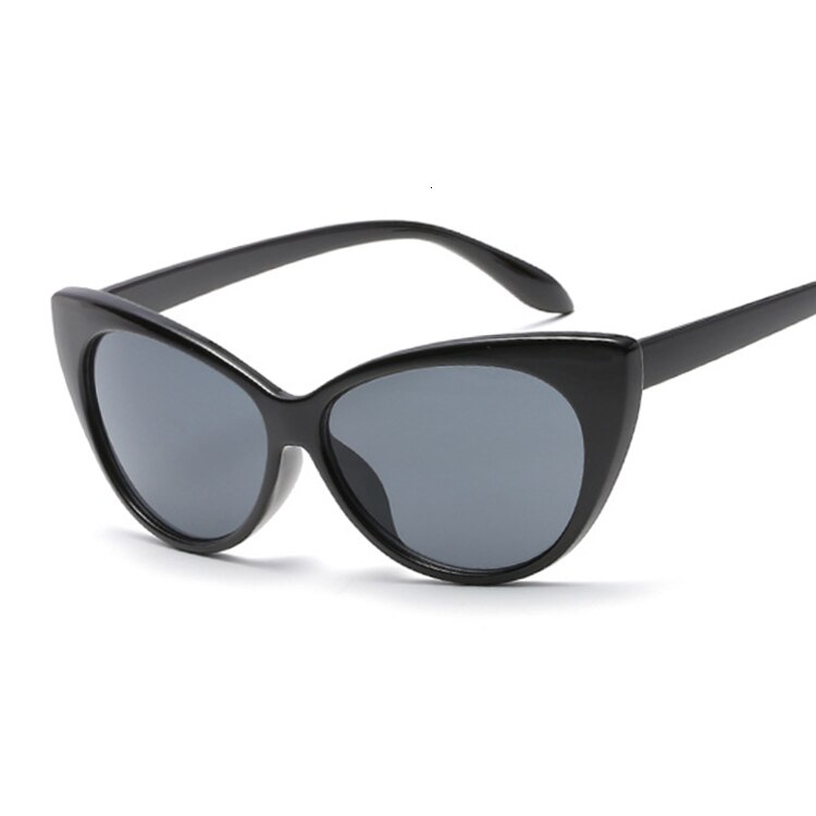 Cat eye zonnebril dames merk luxe zonnebrillen voor dames luipaard kleine tinten vrouwelijke dame: Zwart grijs