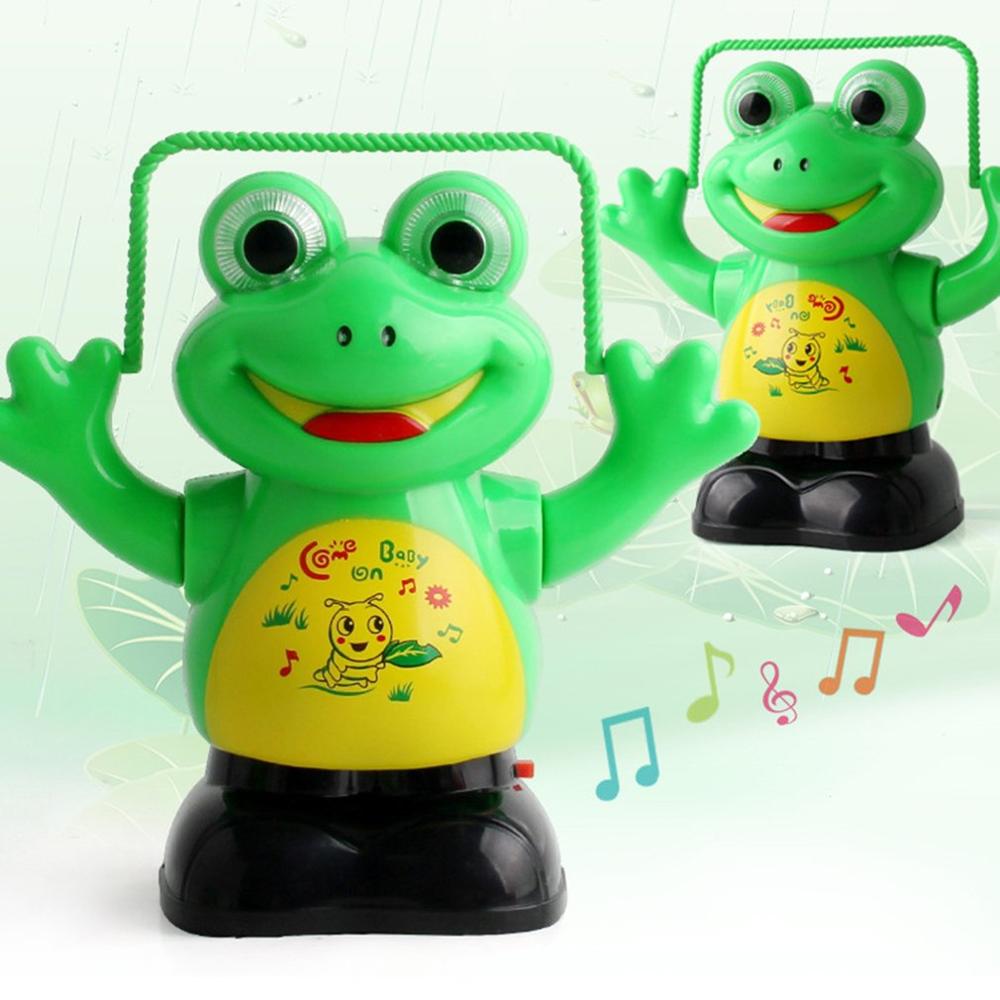 Elektrische Jump Seil Frosch Flip Flash Musik Puzzle Cartoon Kunststoff Frosch Spielzeug