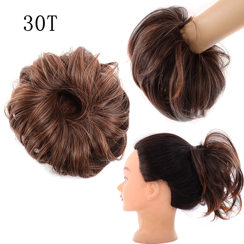 JINKAILI-Chignon à donuts souple élastique | Chignon synthétique en forme de toupet, chouchou enroulé pour Extension queue de cheval pour femmes: 1B/27HL