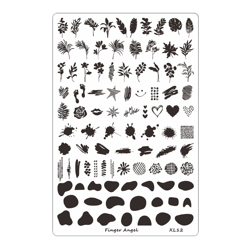 Finger Angel Flowers Leaves Nail Stamping Plates Line Geometric Stripe Face Image Printing Templates For Manicure Decorations