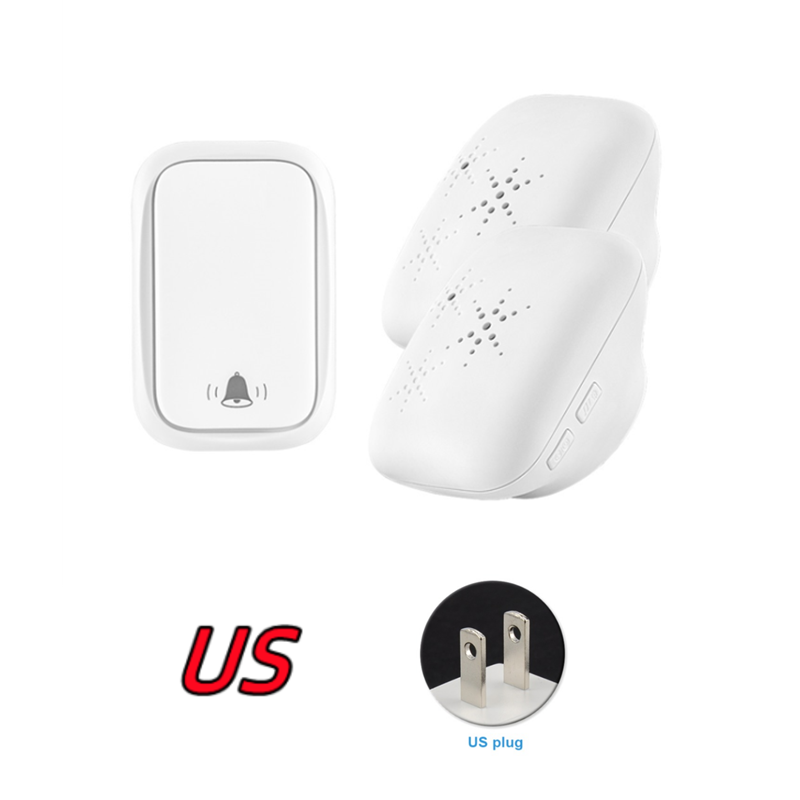 Cerhot Self Powered Outdoor Wireless Doorbell Waterproof Door Ring Chime 150M Distance 38 Songs Home Welcome Door Bell Sets: WHITE