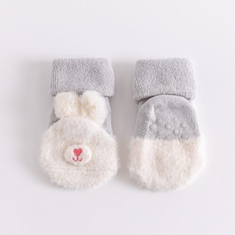 Peuter Sokken Pasgeboren Baby Winter Dikke Prewalker Jongens Herfst Badstof Katoen Meisje Baby Skidproof Sole Kids Cartoon Sok 0-3T: Grey Socks / S(0-1Year old)