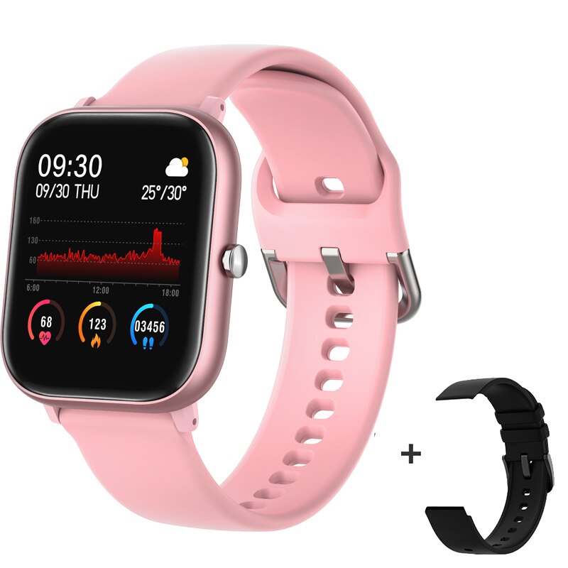 Original MoreFit P8 SE montre intelligente pour hommes femmes moniteur de fréquence cardiaque étanche pleine touche Smartwatch VS Y68 P8 W26 Smartwatch: Pink Black