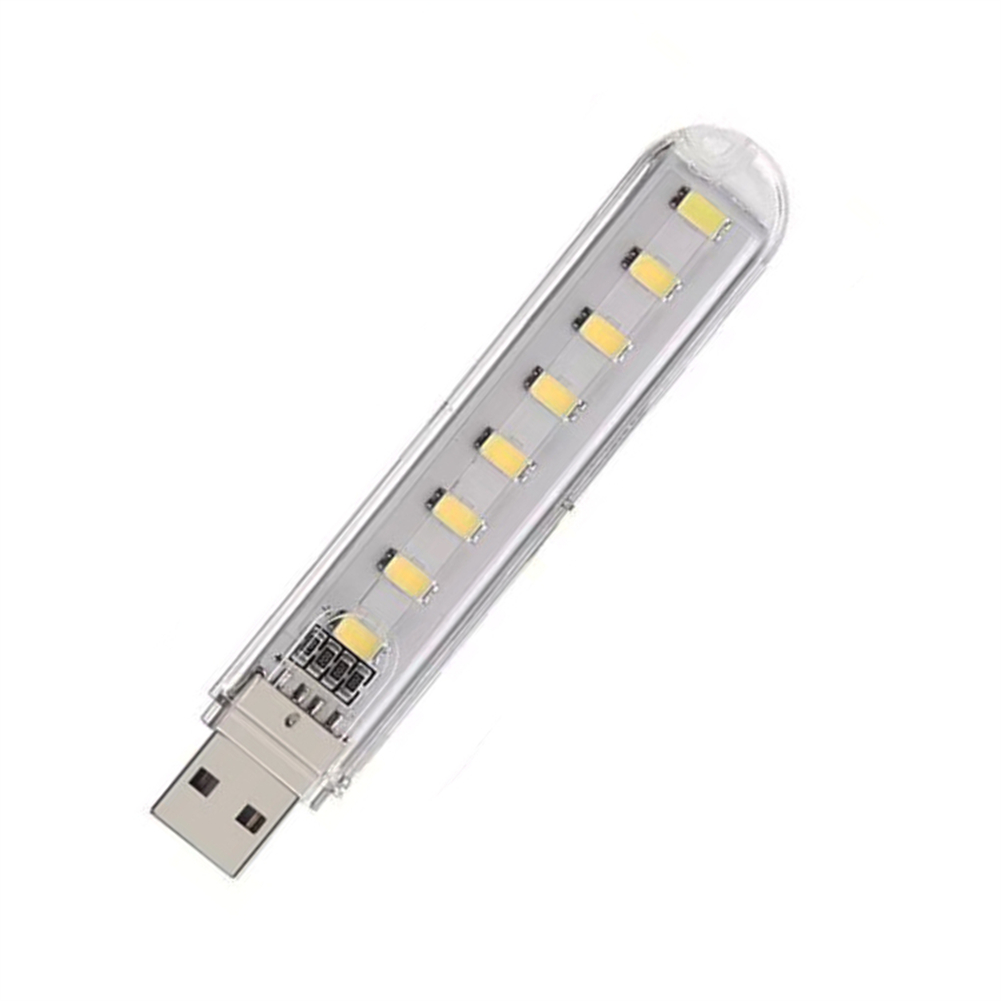 Led Oogbescherming Leeslamp Usb Plug Lamp Computer Mobiele Power Opladen Kleine Boek Lampen Kleine Ronde Licht Nachtlampje: White light 8LED