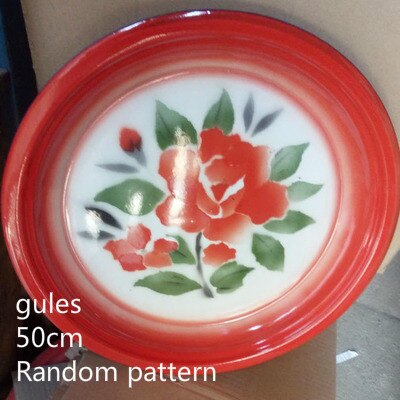 Disco de esmalte nostálgico antiguo, plato de té esmaltado, plato de fruta esmaltado, estilo chino.: Red-50cm