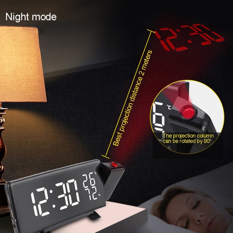 ♕s.Digital & Analog-Digital Clocks USB Digital Alarm Clock Electronic Projection With Thermometer Clock