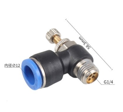 5Pcs SL 4mm 6mm 8mm 10mm 12mm Fast connection Pneumatic Fitting M5 1/8" 1/4" 3/8" 1/2 air speed Regulating throttle valve: SL12-02