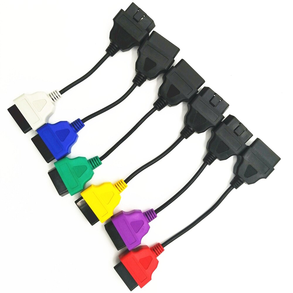 Til fiat ecu 6/4/3 stk adapterkabler til fiat ecu scan & multiecuscan fiat ecuscan obd 2 stik diagnostisk kabel: 6 farver
