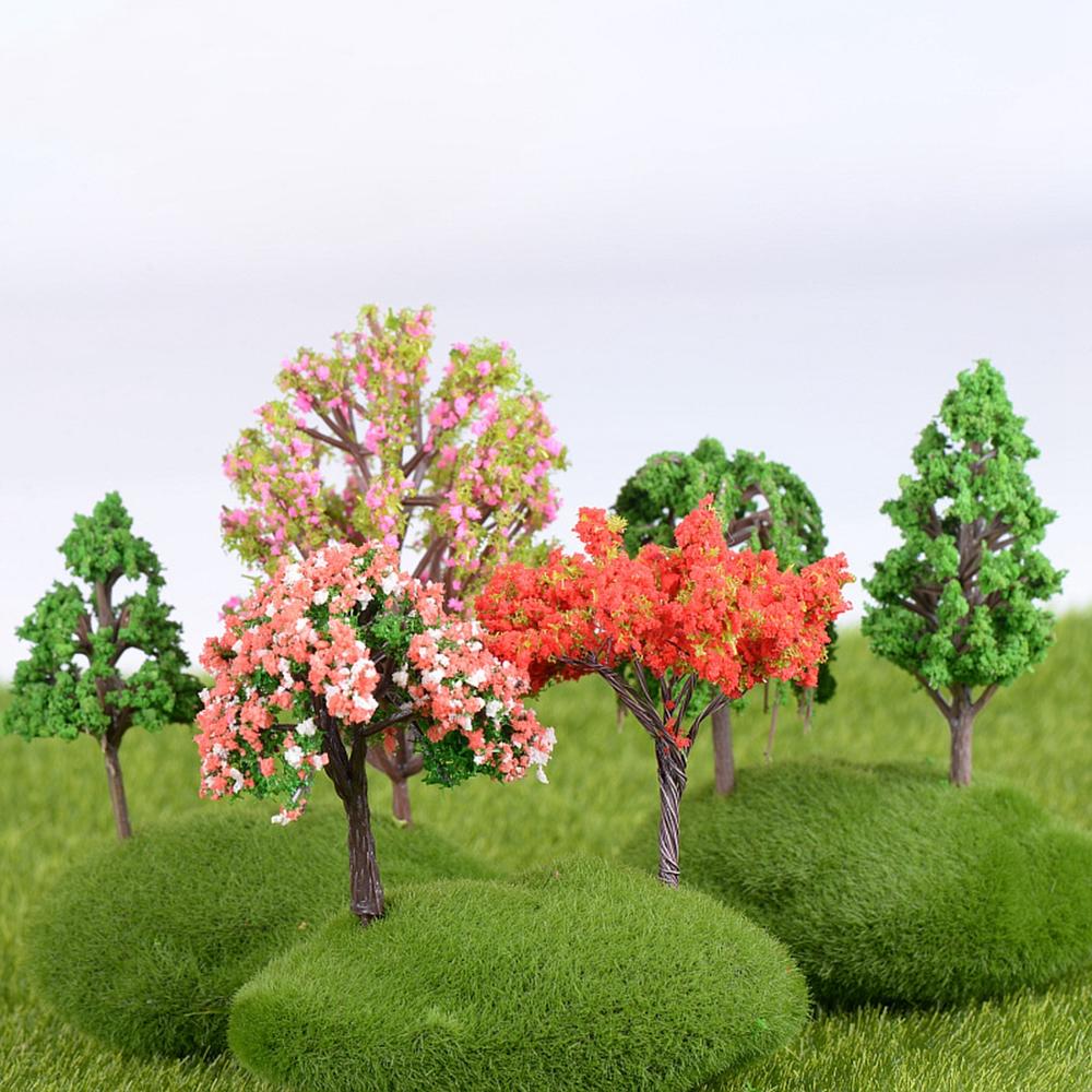 1pc mini tre kunstig hage miniatyr harpiks håndverk hjemmedekorasjon mikro landskap bonsai plante