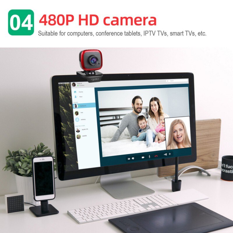 USB Web Camera 480P Computer Camera Manual Focus Webcam With Sound-absorbing Microphone For PC Laptop