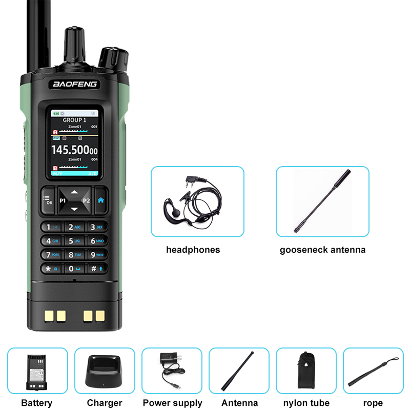 Neues BAOFENG UV-32 Walkie Talkie GPS 10W Bluetooth APP Programmierung Multi Band Wireless Kopierfrequenz Typ-C UV32 Ham 2-Wege-Radio: green / EURO