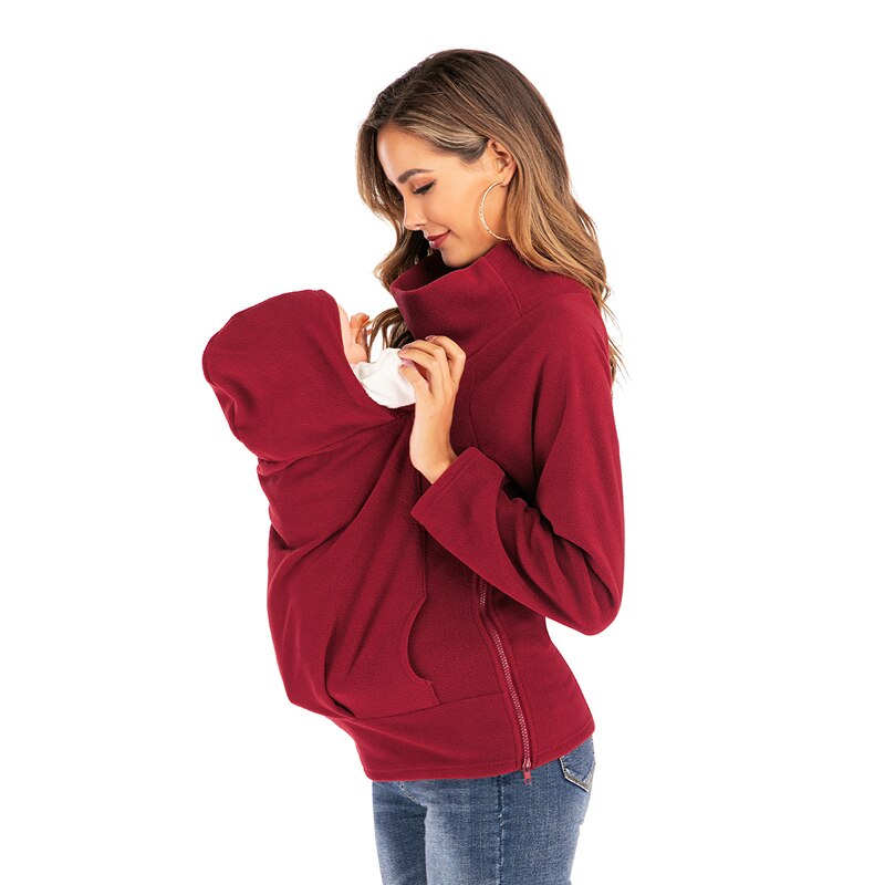 LZH Schwangere Pullover Herbst Winter Neue Mutterschaft Kleidung Schwangerschaft Baby Träger Tops Frauen Plus Samt Warme Sweatshirts: Red / S