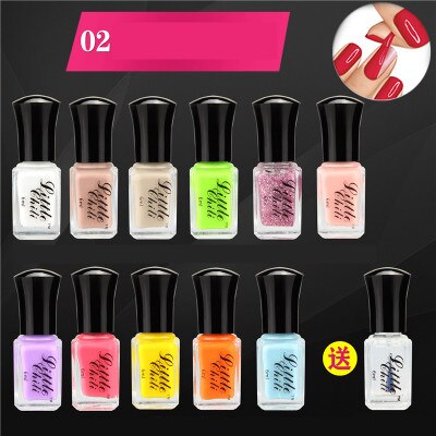 12 Bouteilles Pack 6 ml/chaque Peel Off Vernis À Ongles De Couleur de Sucrerie Nail Art 11 Couleurs + 1 Transparent Top Coat: SET 2