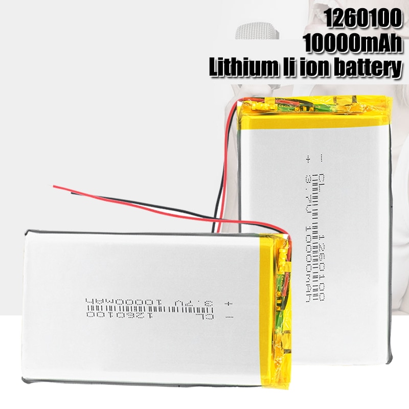 Batería Lipo recargable de 3,7 V, 10000mAh, li-po, 1260100, con PCB, batería de polímero de litio, baterías de repuesto para tableta y DVD