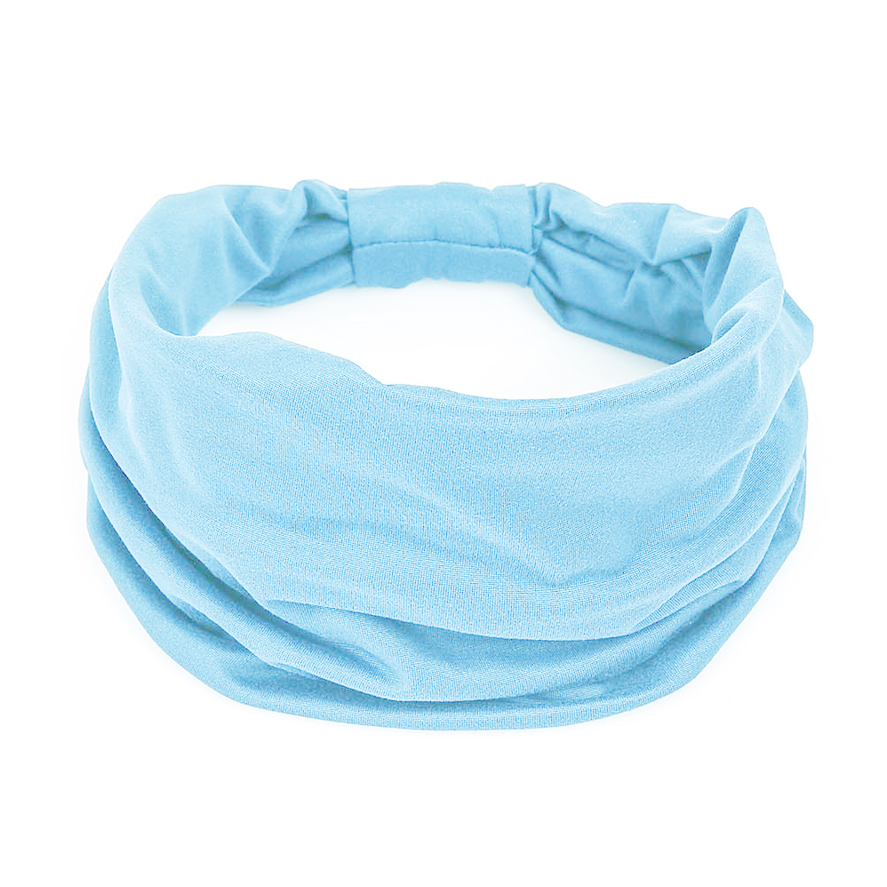 Diademas anchas para mujer, bandas elásticas suaves antideslizantes para el cabello, envolturas para la cabeza para Yoga y gimnasio, pañuelo de turbantes africanos de tela de algodón anudado: LIGHT BLUE